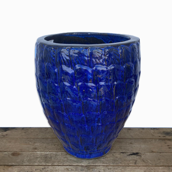 nautical planter pots Blue Tapered Round Seashell Planter