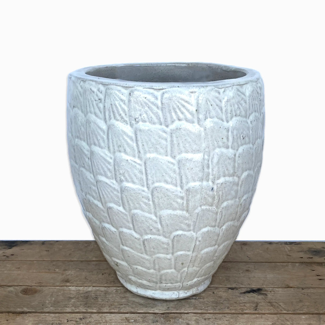 8608N12 - White Tapered Round Seashell Planter