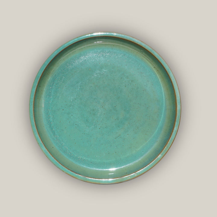Turquoise Round Ceramic Saucer - FREE SHIPPING