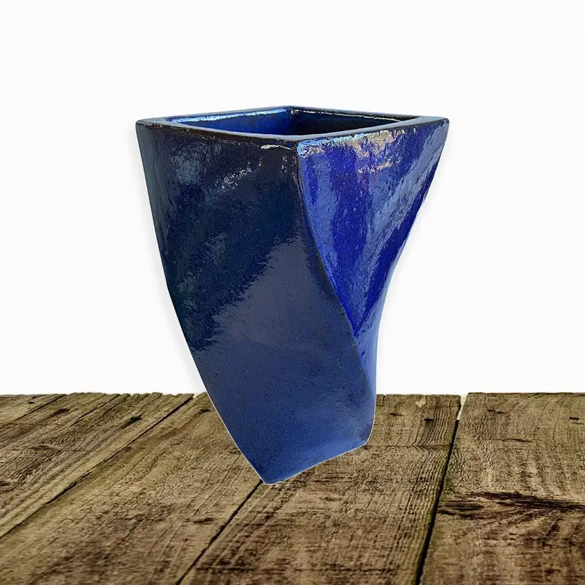 Blue Twisted Ceramic Pot