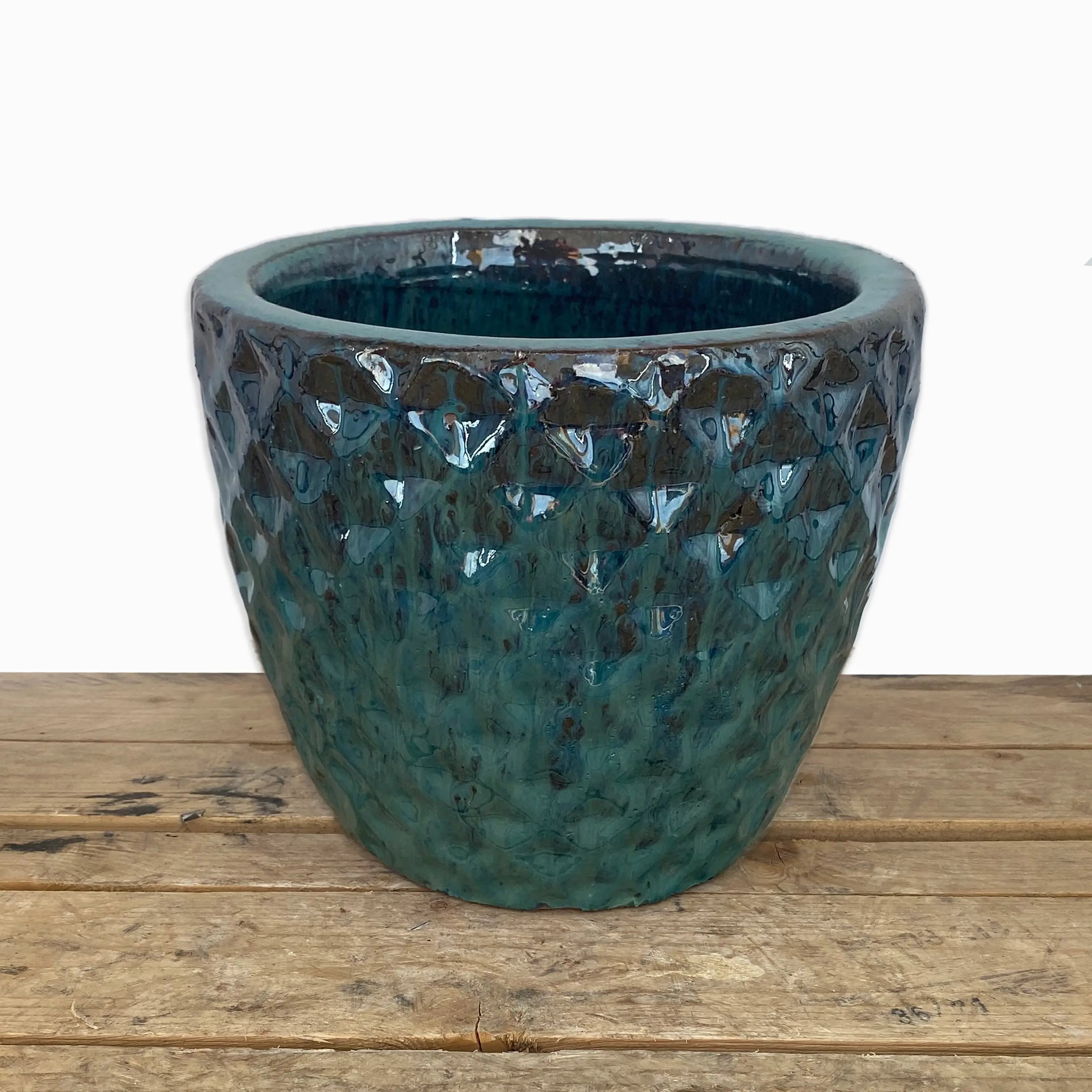 Aqua Ceramic Waffle Planter - Ten Thousand Pots