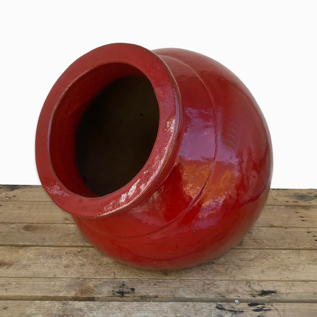Bright Red Welcome Vase Ceramic Planter