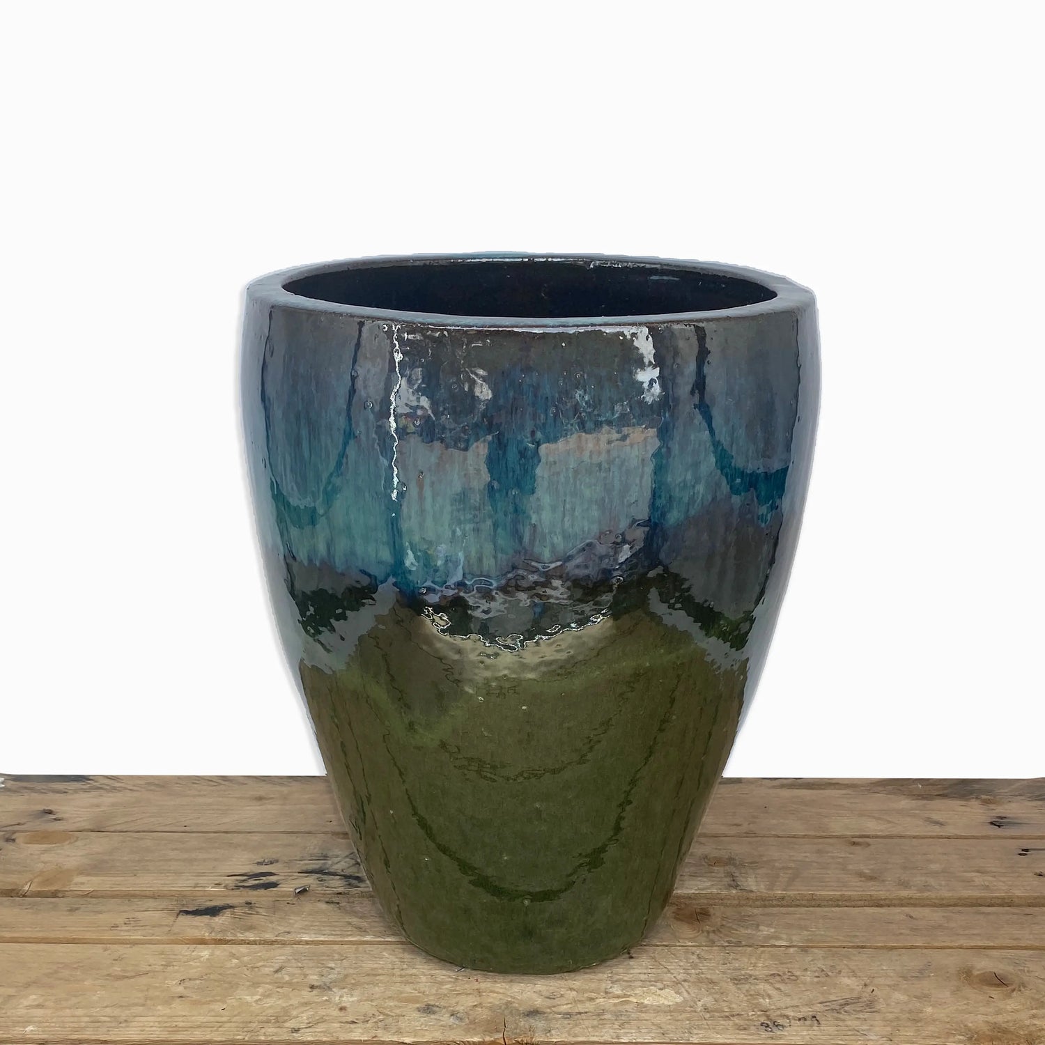 9833P53 - Aqua/Apple Green Ceramic Wide Noodle Pot