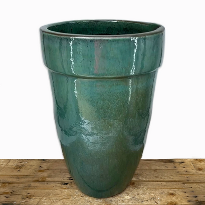 Aqua Big Rim Ceramic Planter - Ten Thousand Pots