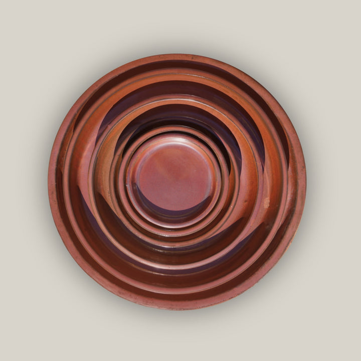 Copper Red Round Ceramic Saucer - FREE SHIPPING