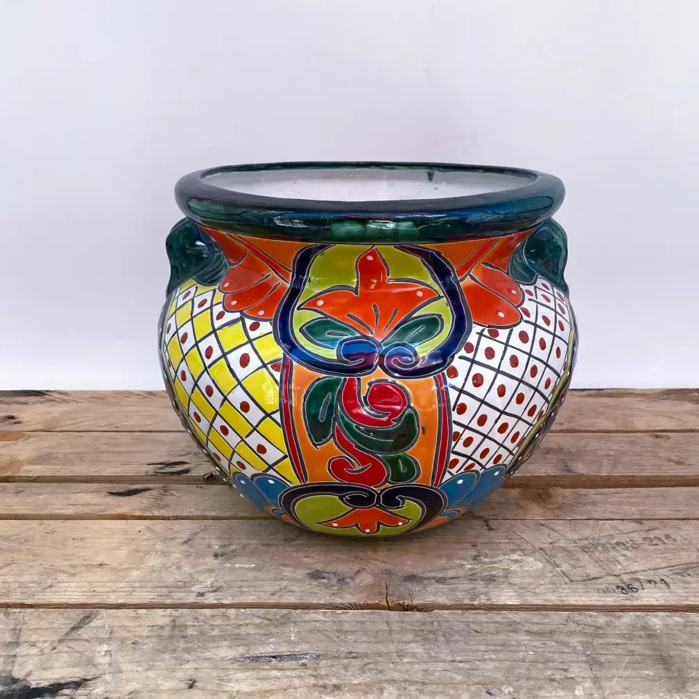 Multicolor Talavera Chata | Ten Thousand Pots - green 3