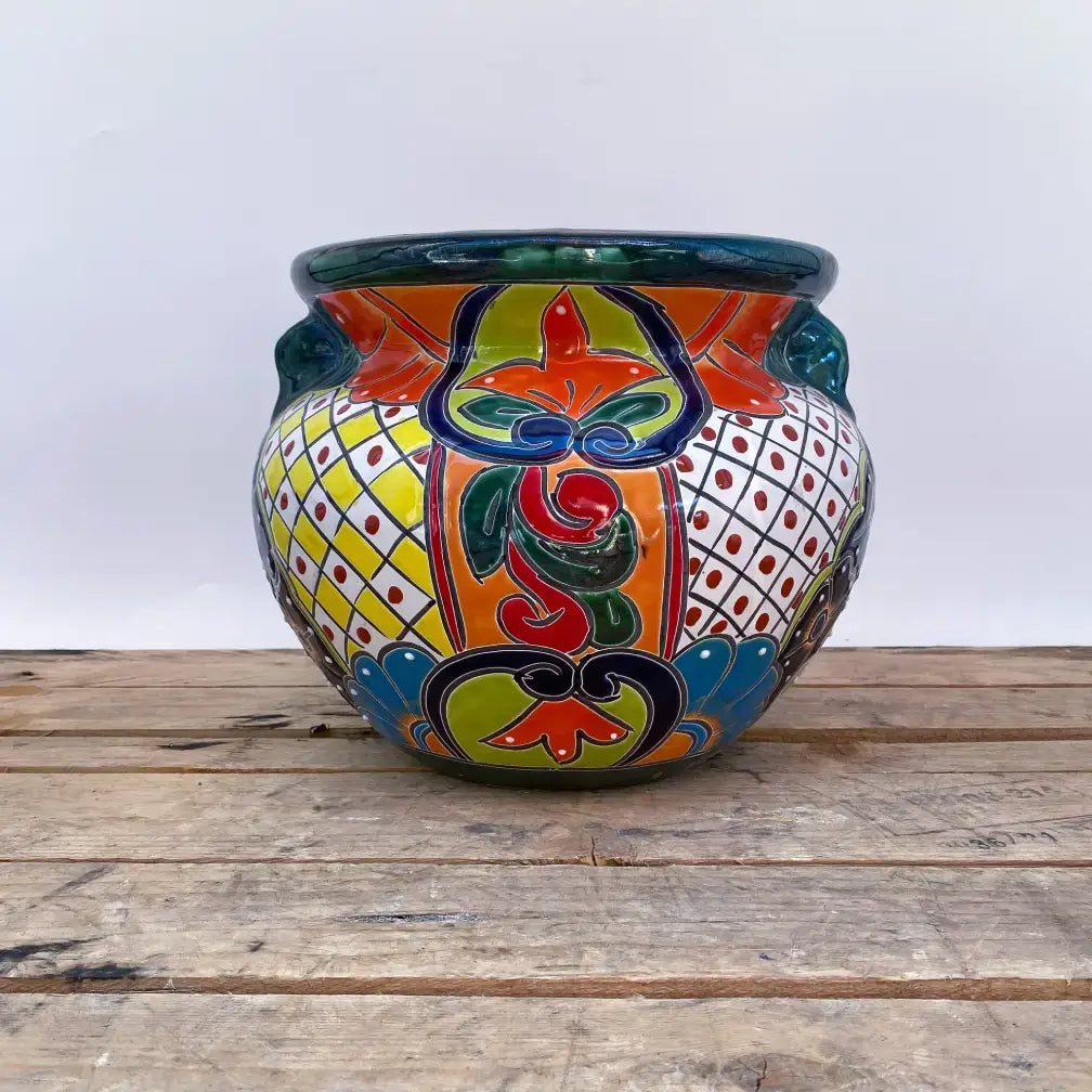 Multicolor Talavera Chata | Ten Thousand Pots - green