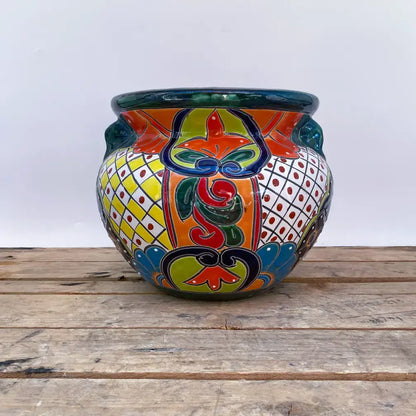 Multicolor Talavera Chata | Ten Thousand Pots - green