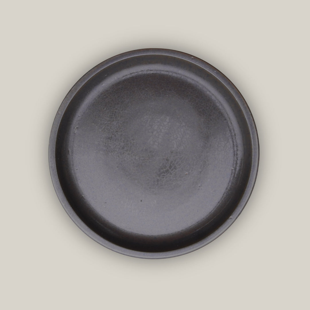 Matte Black Round Ceramic Saucer - FREE SHIPPING