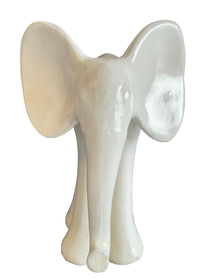 Matte White Ceramic Elephant Statue | Ten Thousand Pots