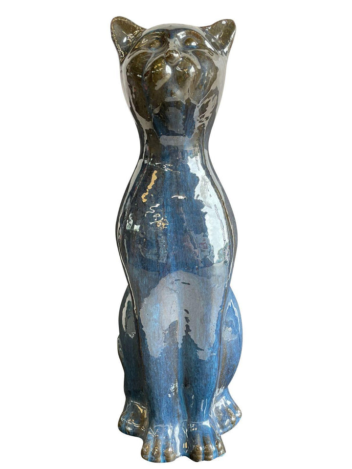 Aqua Ceramic Cat Statue | Ten Thousand Pots