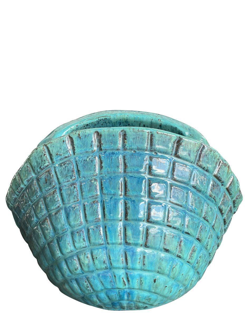 Aqua Wide Seashell Pot | Ten Thousand Pots