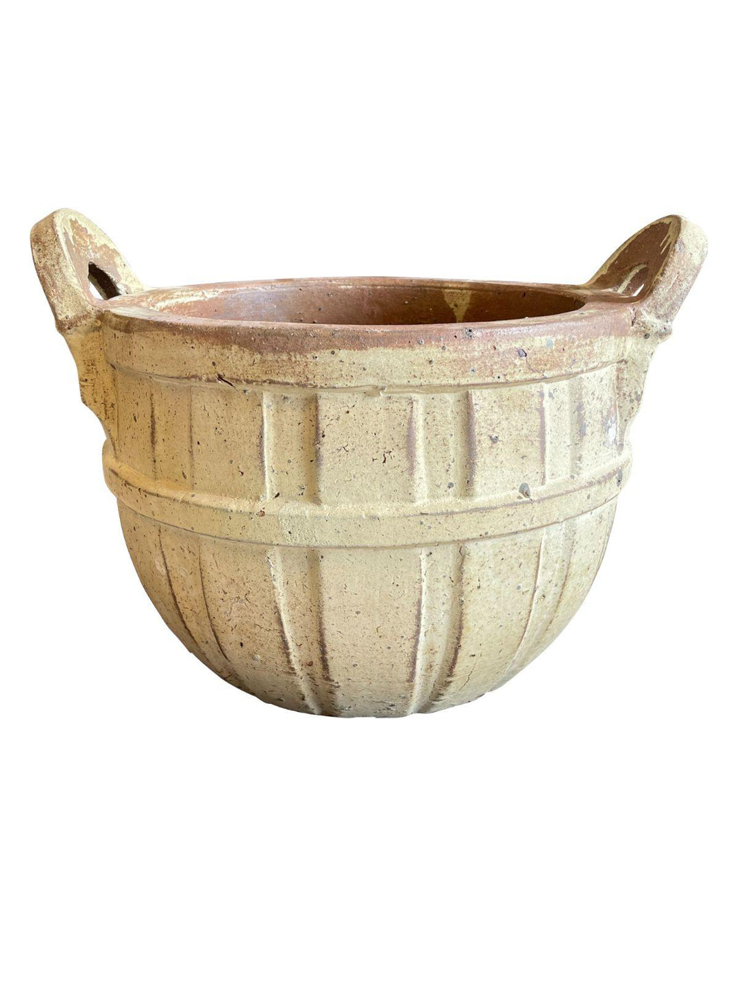 Rustic Yellow Ceramic Basket Planter with Handles | Ten Thousand Pots
