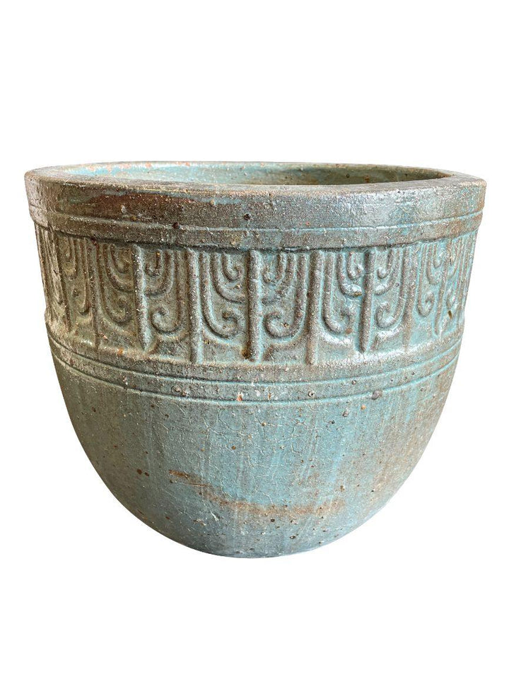 Antique Aqua Asian Style Ceramic Planter | Ten Thousand Pots