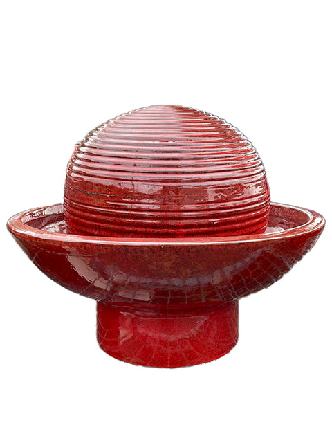 Tropical Red Ceramic Sphere Fountain | Ten Thousand Pots