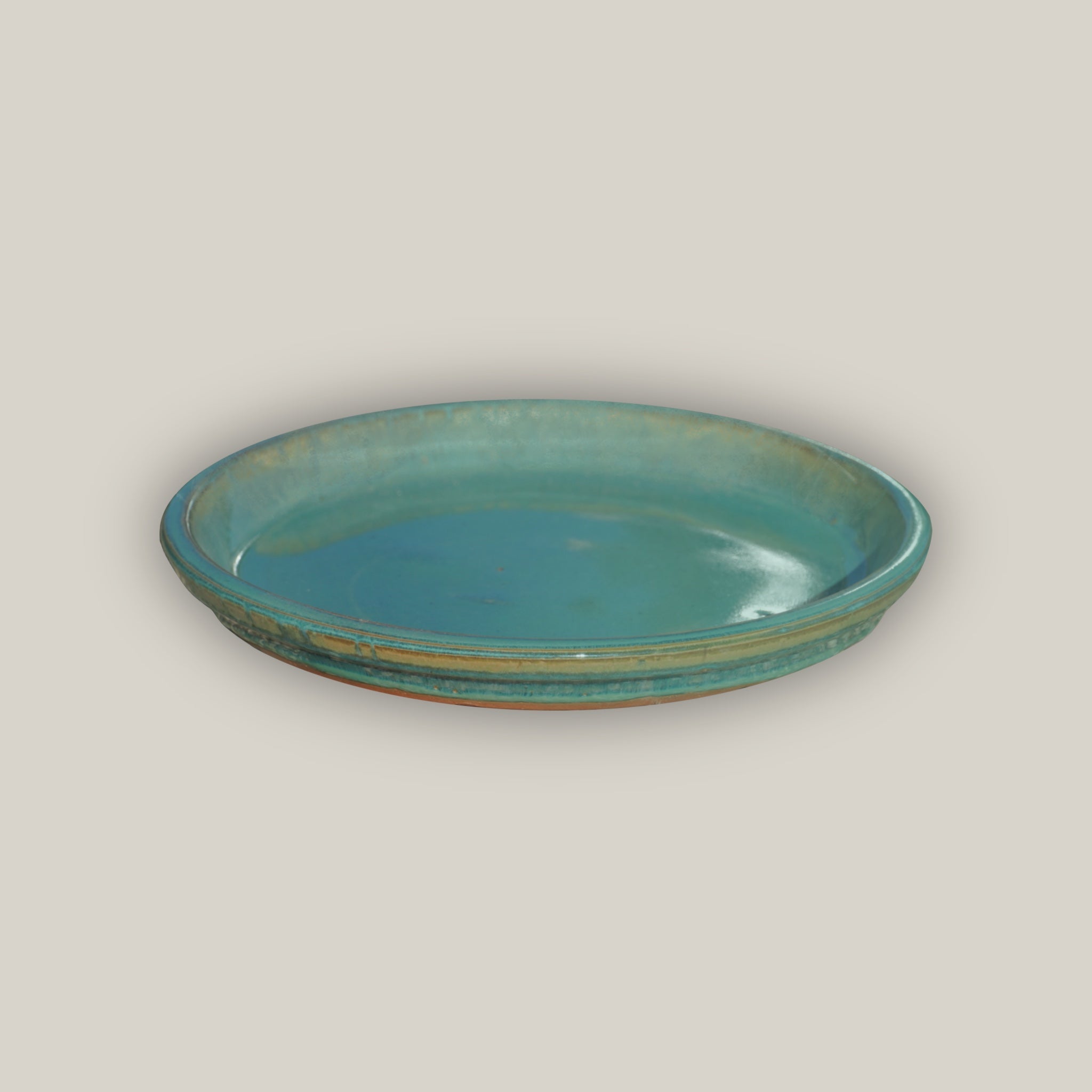 6135H1FS - Round | Turquoise Ceramic Plant Saucer | High Fired Ecofriendly Clay - Sizes 8&quot;-24&quot; - FREE SHIPPING