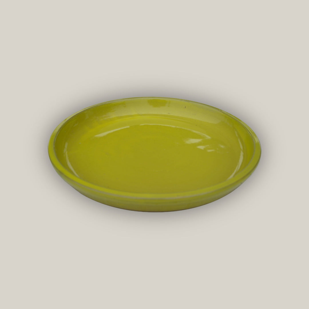 Yellow Round Ceramic Saucer - FREE SHIPPING